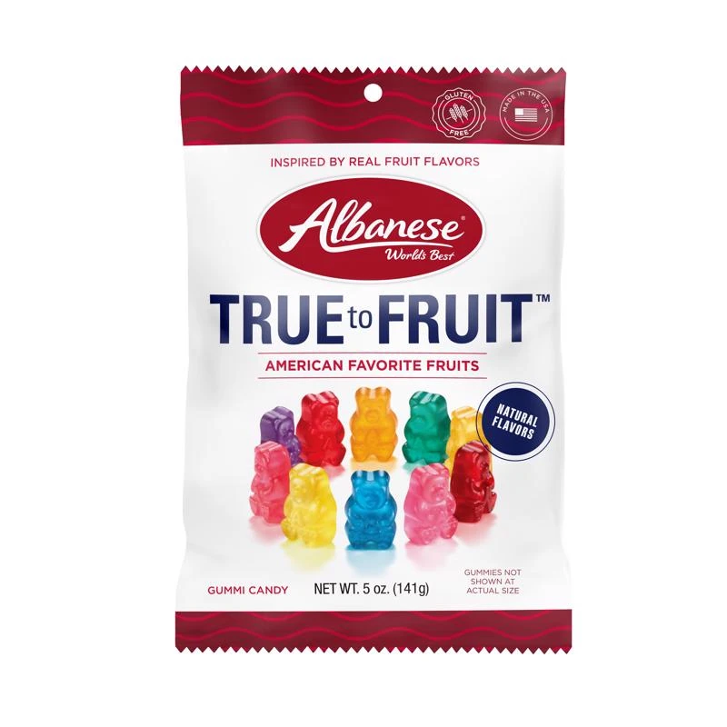 True To Fruit Gummi Bears Candy, 10 Favorite Fruit Flavors, 5 Ounce Bag