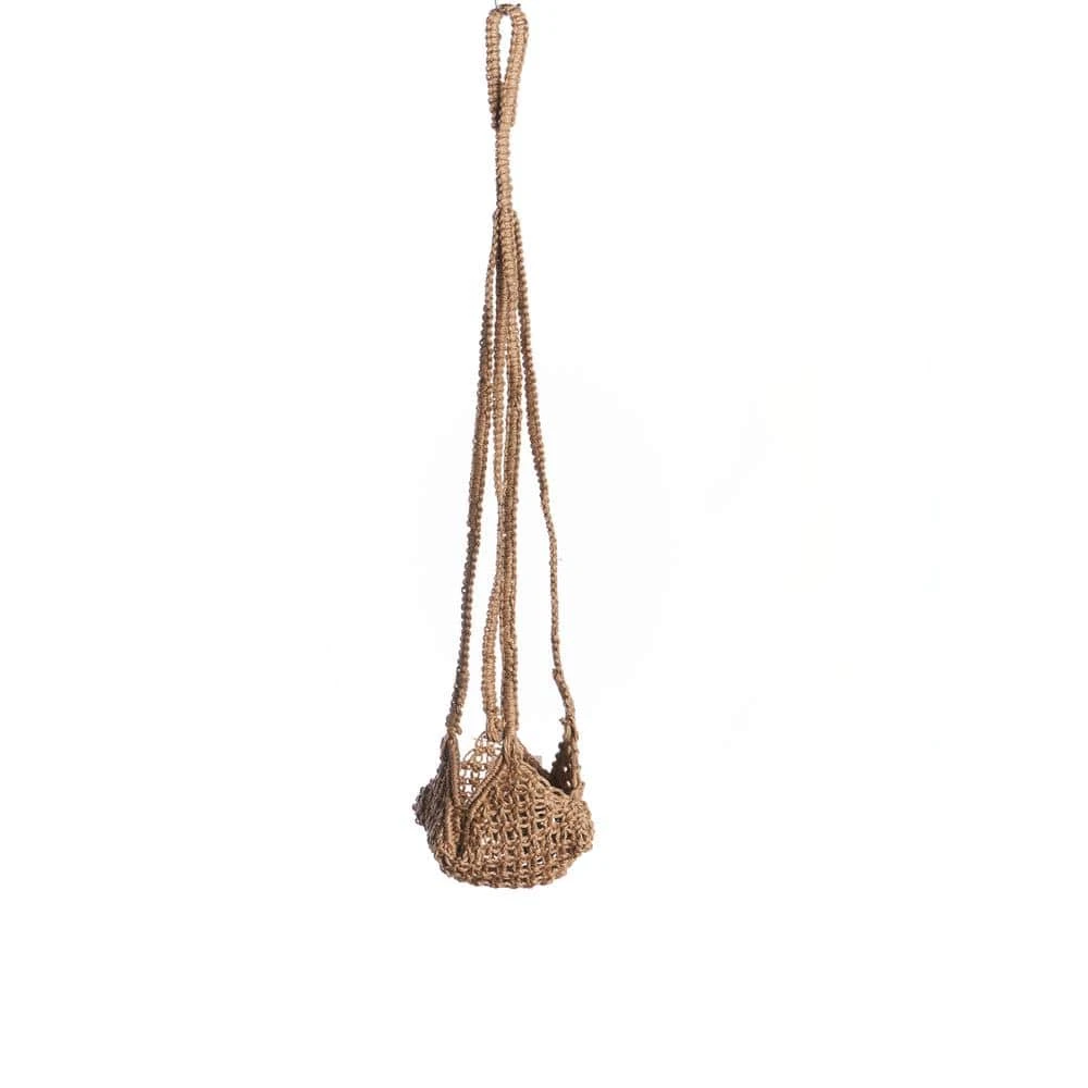 Primitive Planters Natural Jute Fiber Hanging Basket - Tan/jute Color