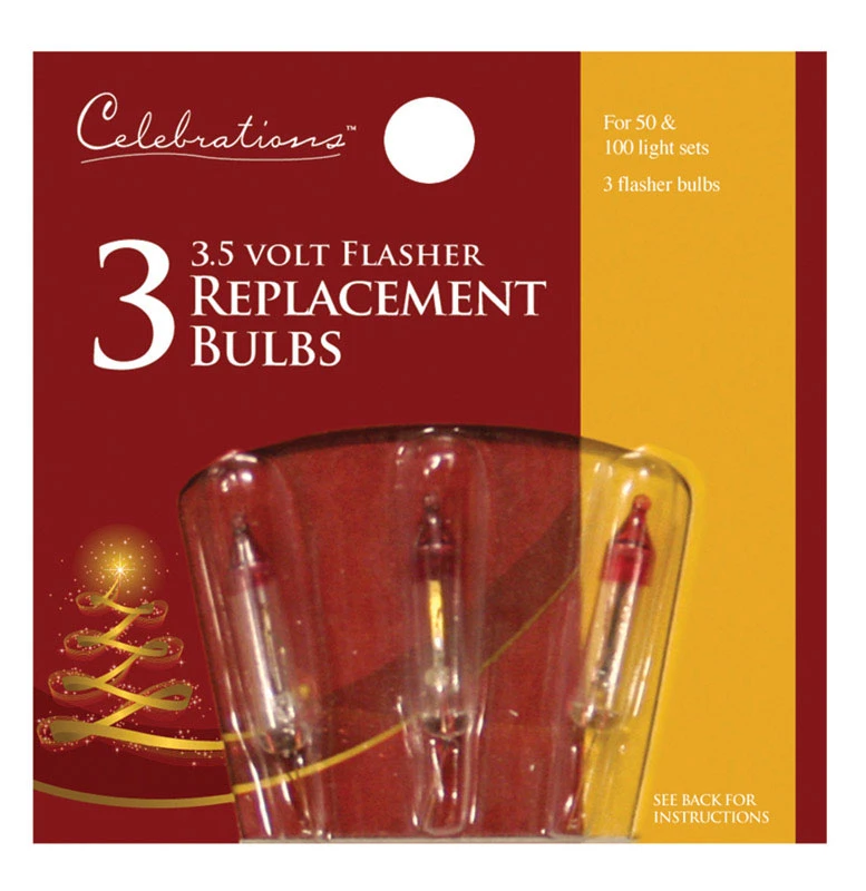 Incandescent Flasher Christmas Light Bulbs Clear 3 Pk Model 1127-71