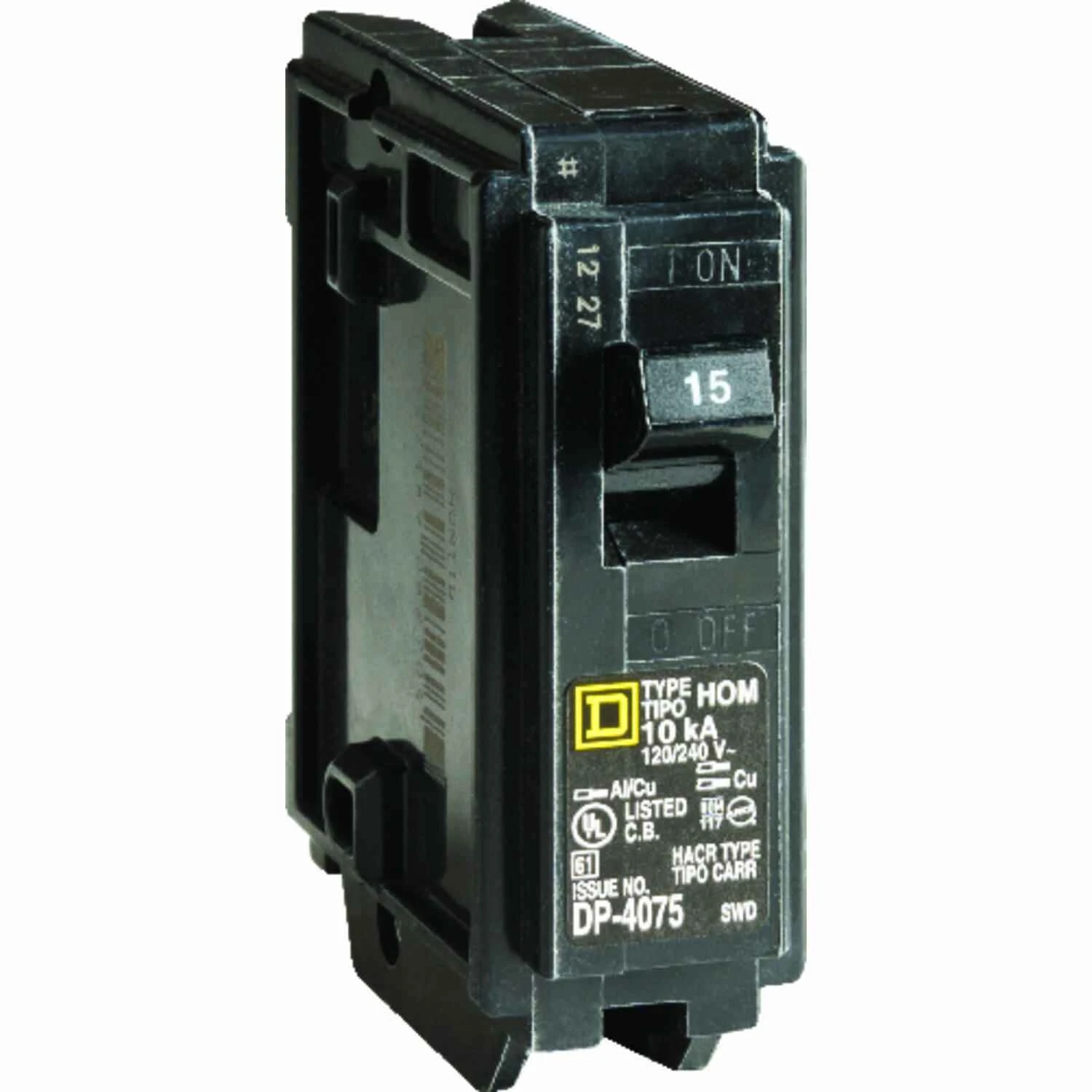 Homeline 15 Amps Plug In Single Pole Circuit Breaker Model Hom115cp1235