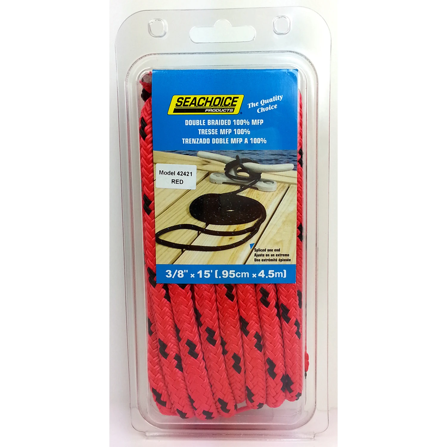 Red Polypropylene Line Dock 3/8" X 15' For Marine Use