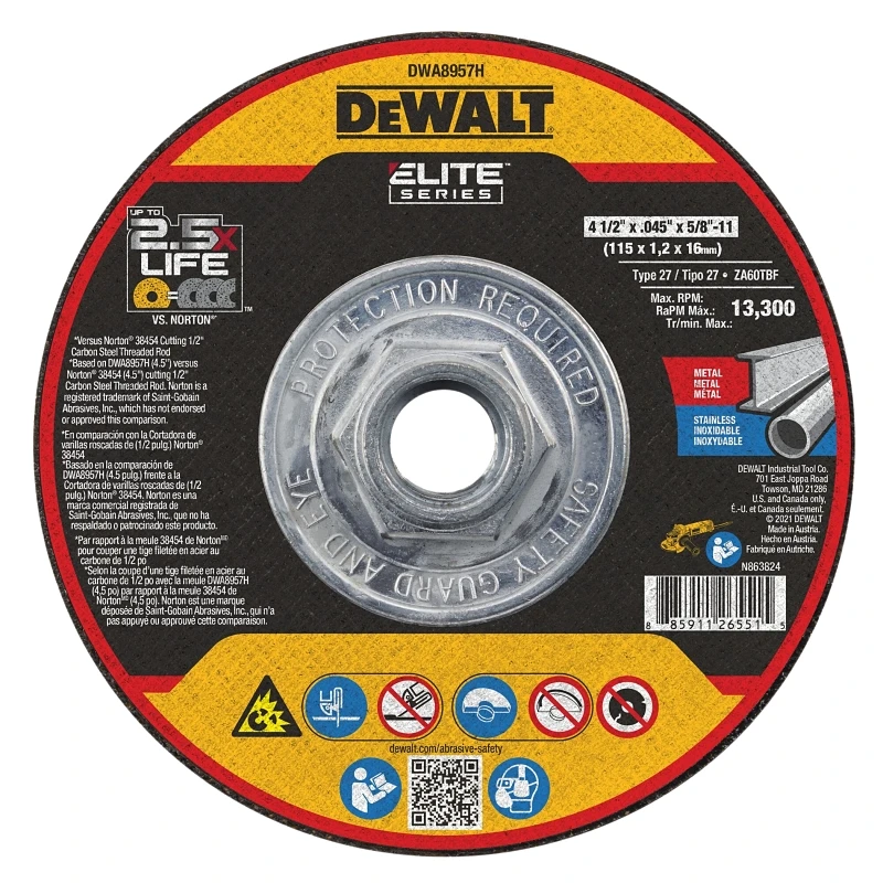 Elite Series T27 Wheel Cut 4-1/2" X 0.045" X 5/8" For Metal Cutting