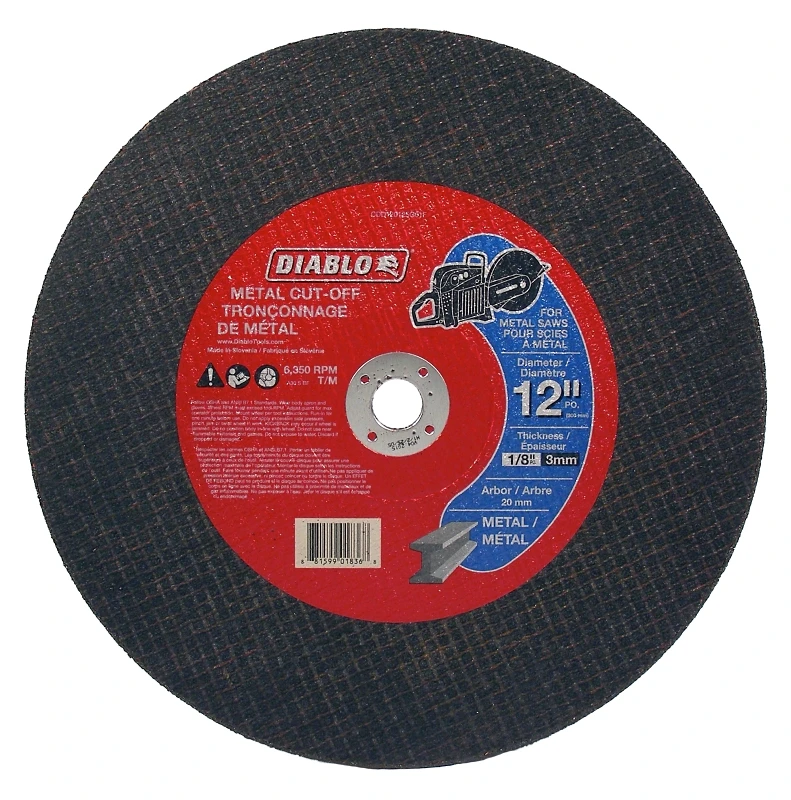 12 Inch Metal Cut-off Disc, 1/8 Inch Thickness, 20 Millimeter Arbor