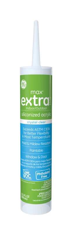 Max Extra Crystal Clear Siliconized Acrylic Caulk 10.1 Ounce Tube