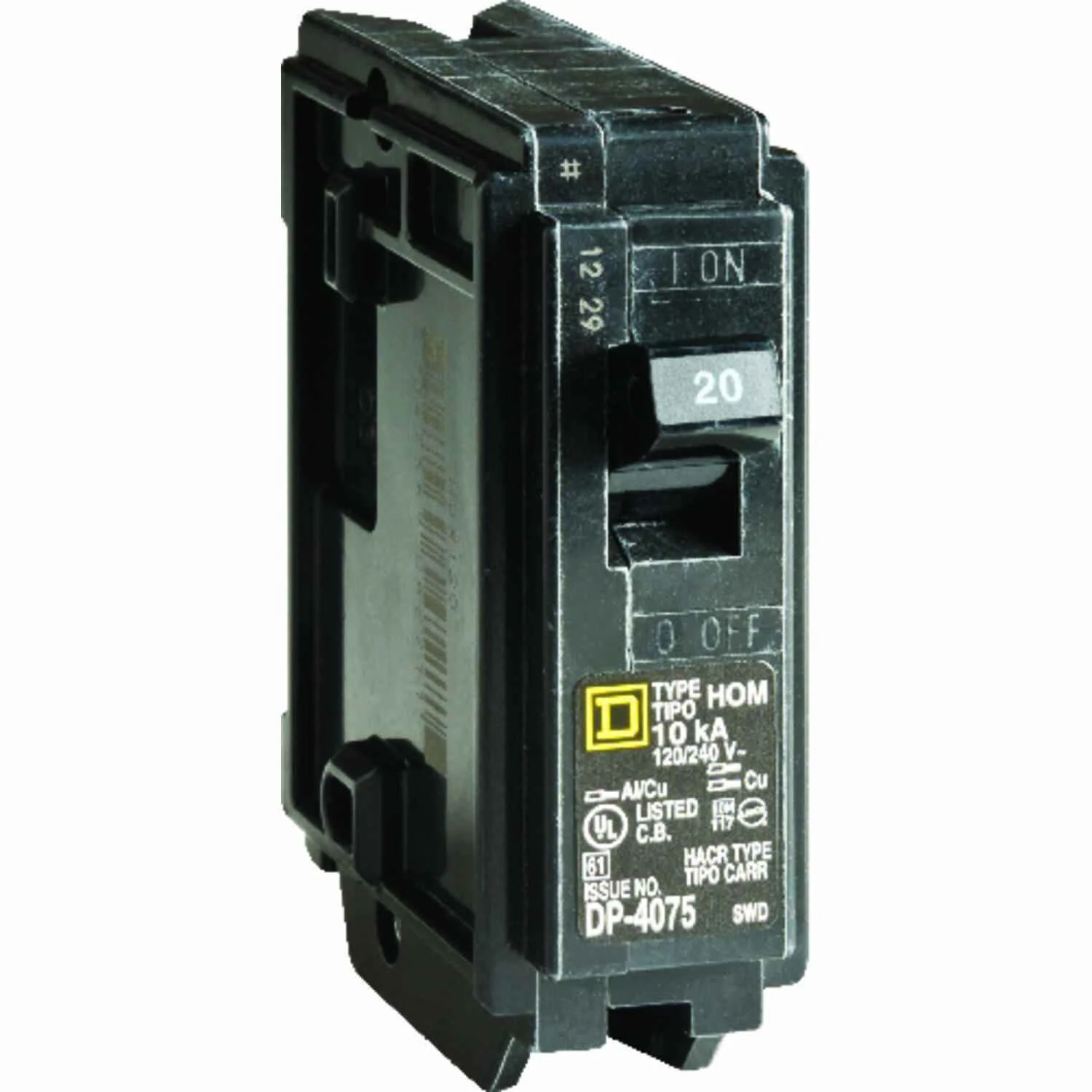 Homeline 20 Amp Single Pole Surge Circuit Breaker - Model Hom120cp1235