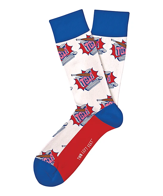 Adult 'tgif' Socks - Blue & Red Multi-color Design