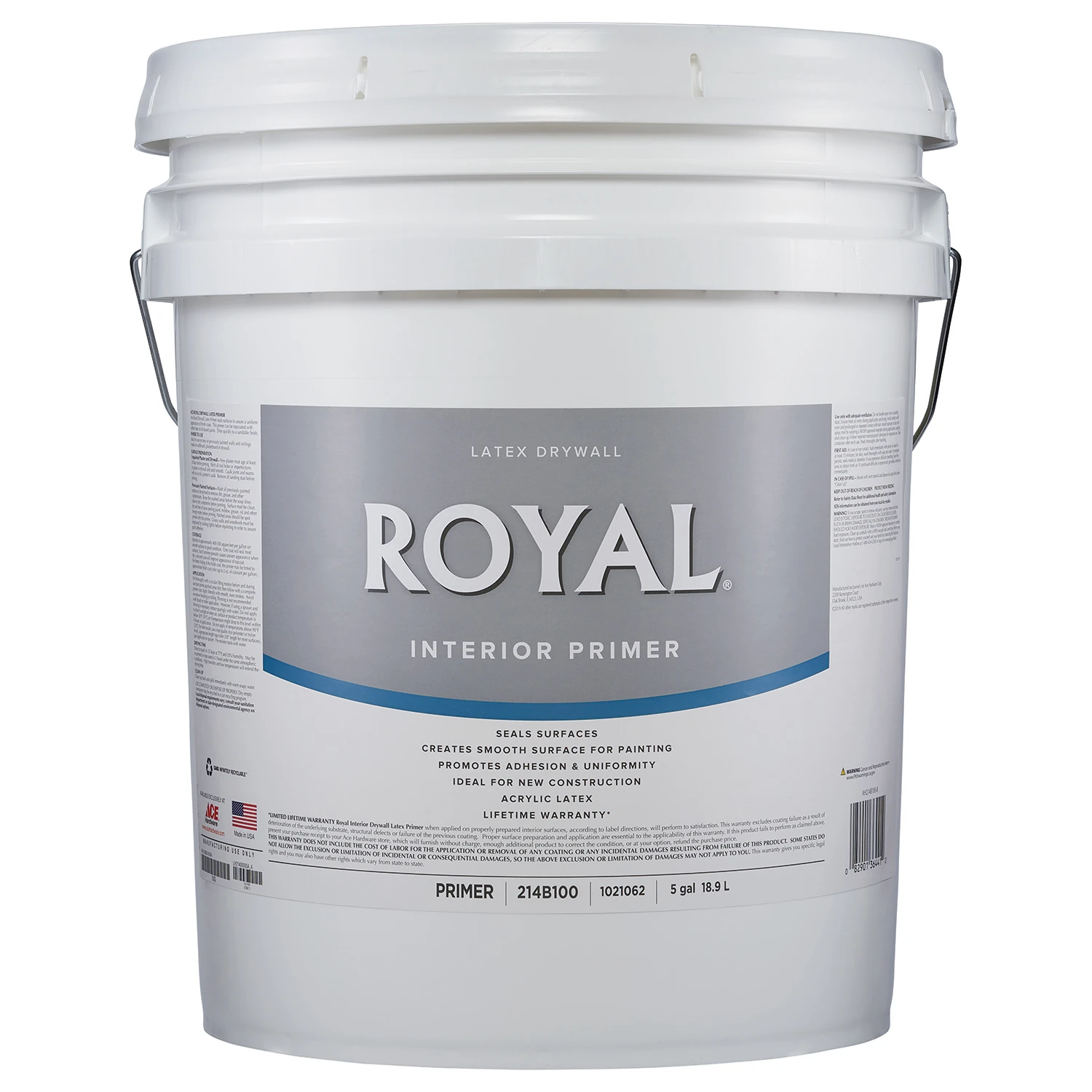 Royal Primer Flat Latex Drywall Primer 5 Gallon For Superior Surface Sealing