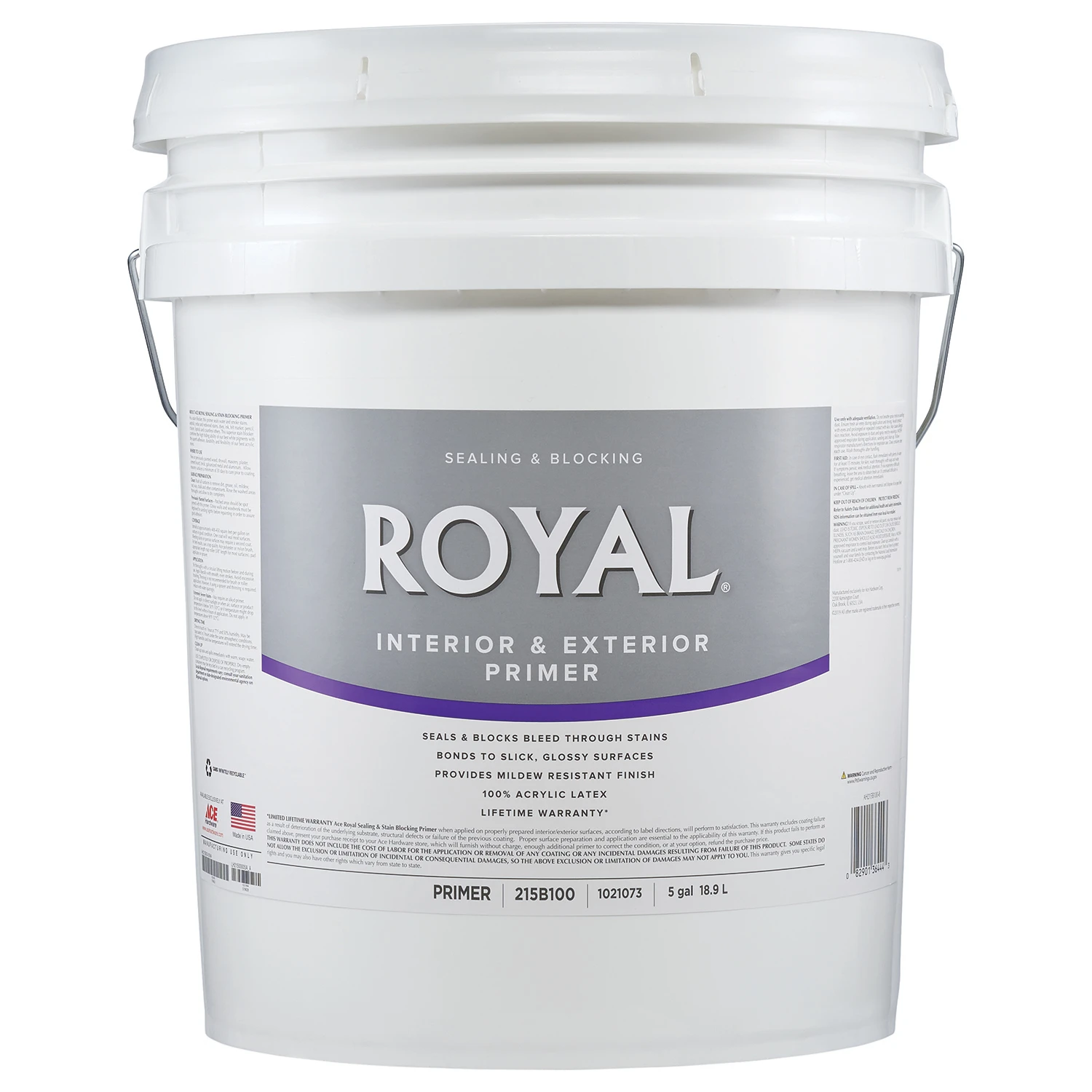 Royal Primer Flat Acrylic Latex Halt Sealing Primer 5 Gallon For Interior And Exterior Use
