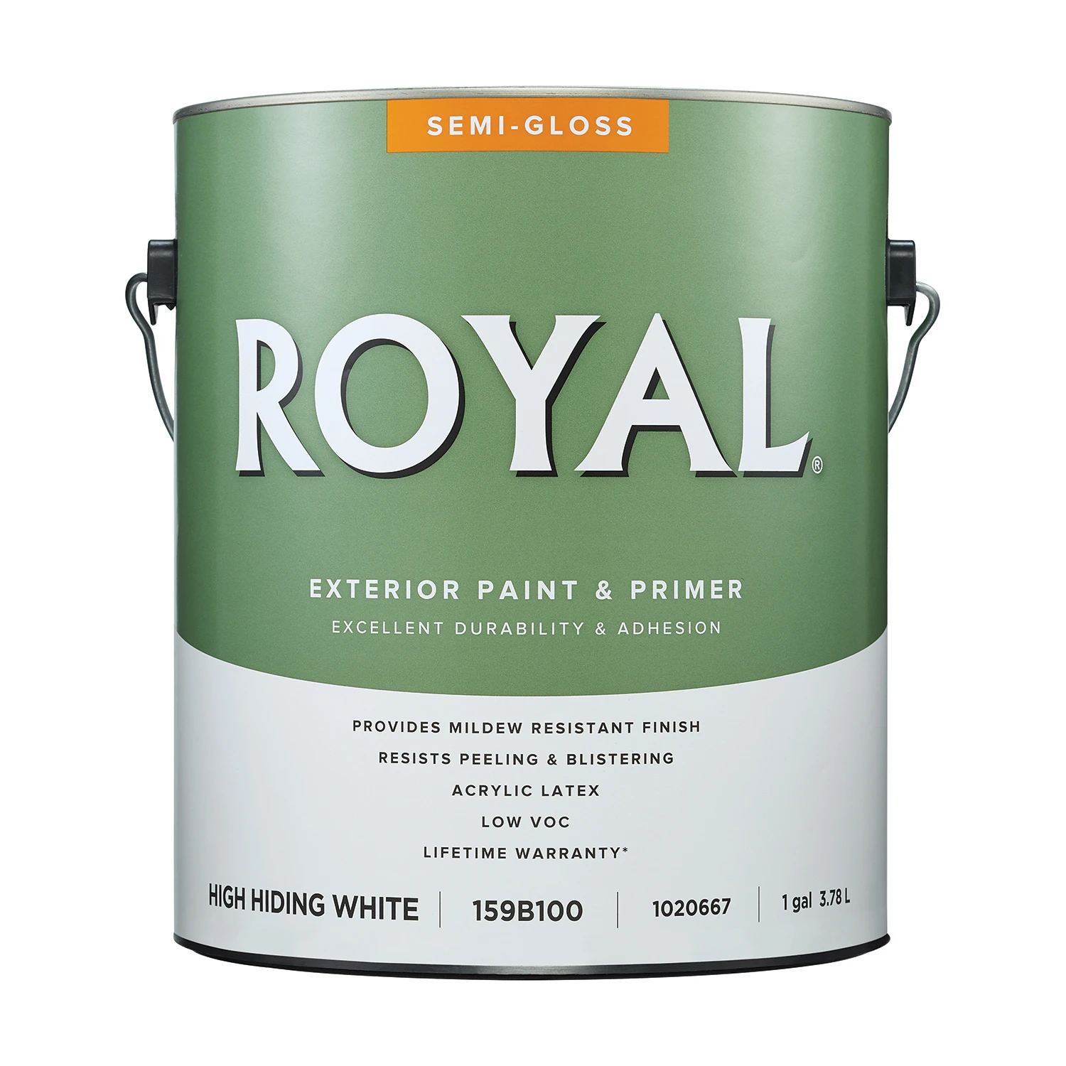 Royal Semi-gloss High Hiding White Exterior Paint 1 Gallon - Durable & Mildew Resistant