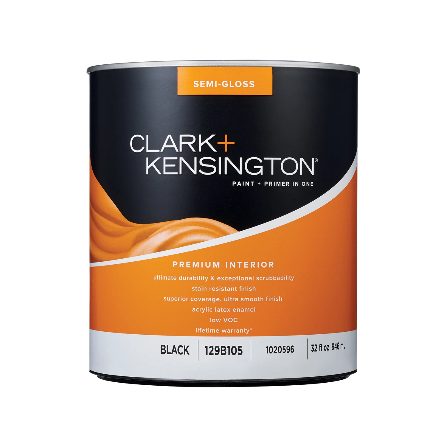 Clark+kensington Semi-gloss Black Premium Interior Paint 1 Quart