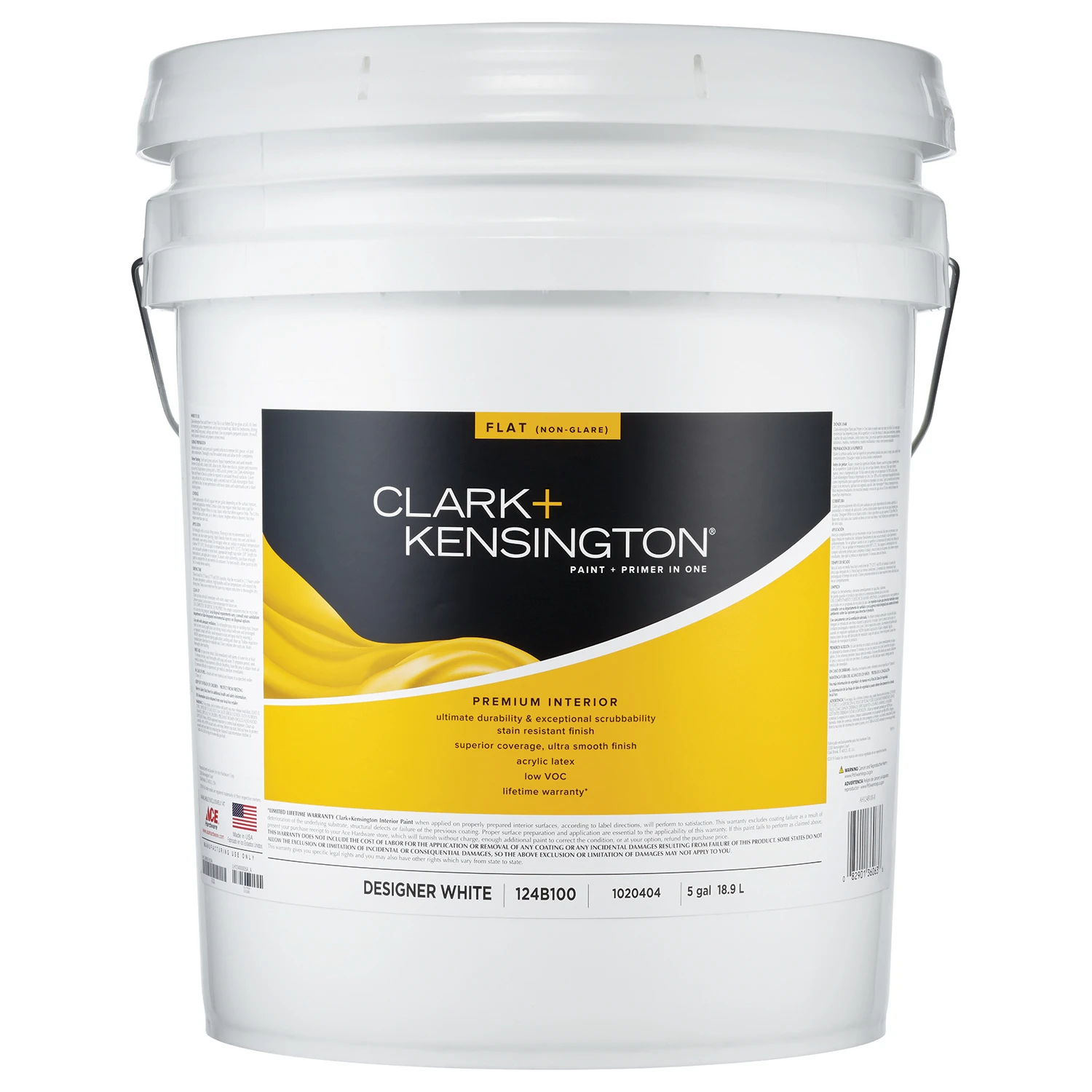 Flat Designer White Premium Interior Paint 5 Gallon