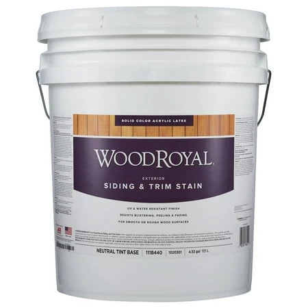 Woodroyal Solid Tintable Satin Neutral Base Acrylic Latex Siding & Trim Stain 5 Gallon