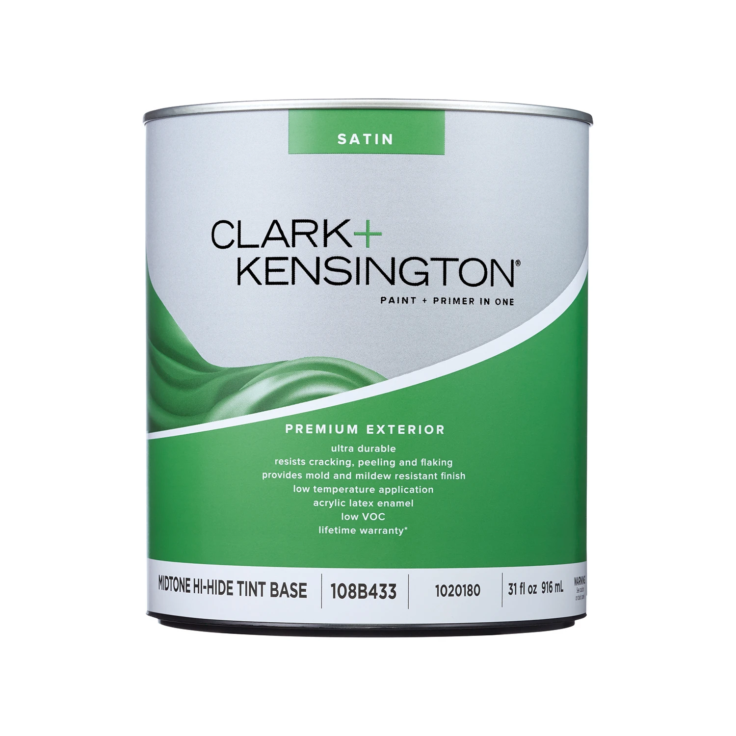 Clark+kensington Satin Tint Base Mid-tone Premium Exterior Paint 1 Quart