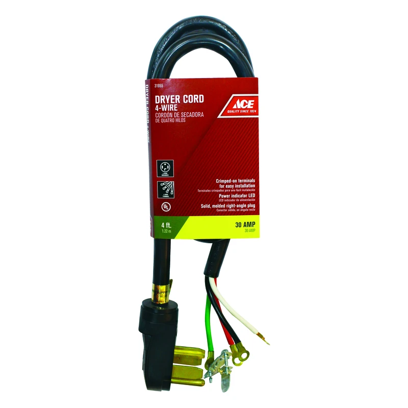 4' 10/4Blk Dryer Cord