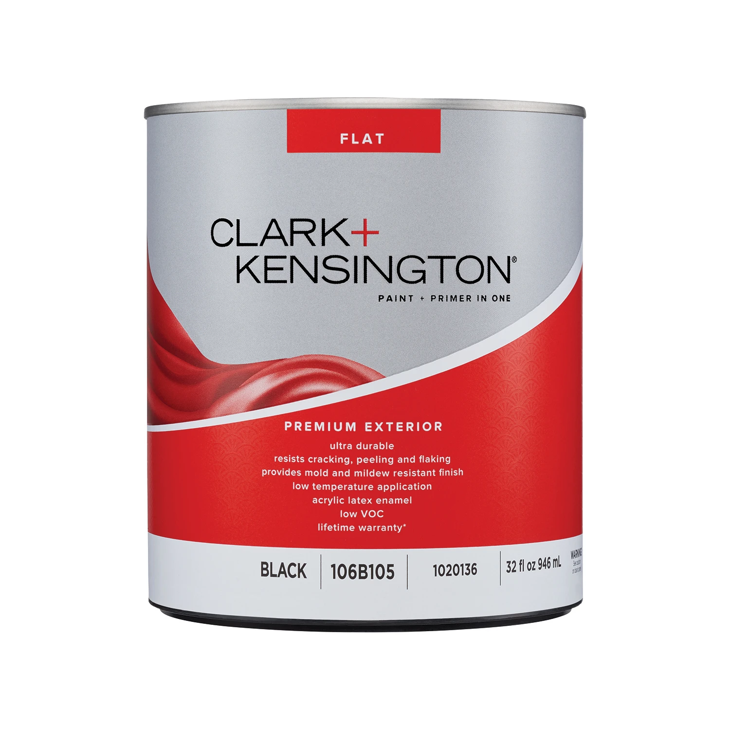 Clark+kensington Flat Black House & Trim Paint & Primer Exterior 1 Quart