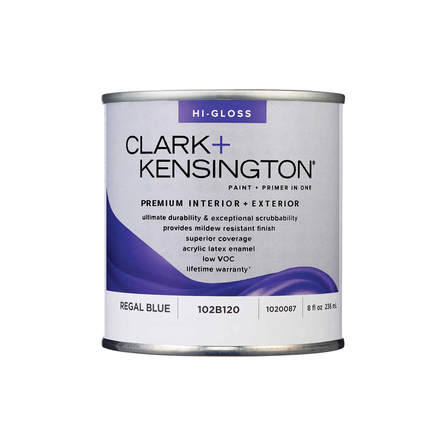 Clark+kensington High-gloss Regal Blue Premium Paint 1/2 Pint For Interior And Exterior Use
