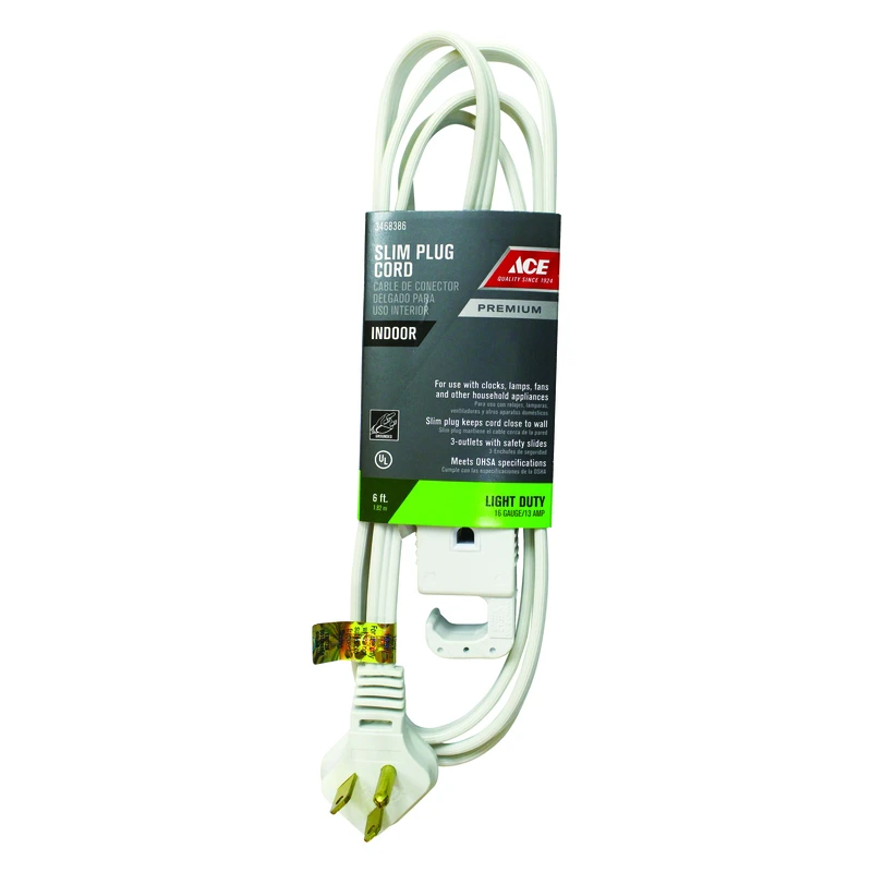 ACE SLIMPLUG 16/3 6' WHT