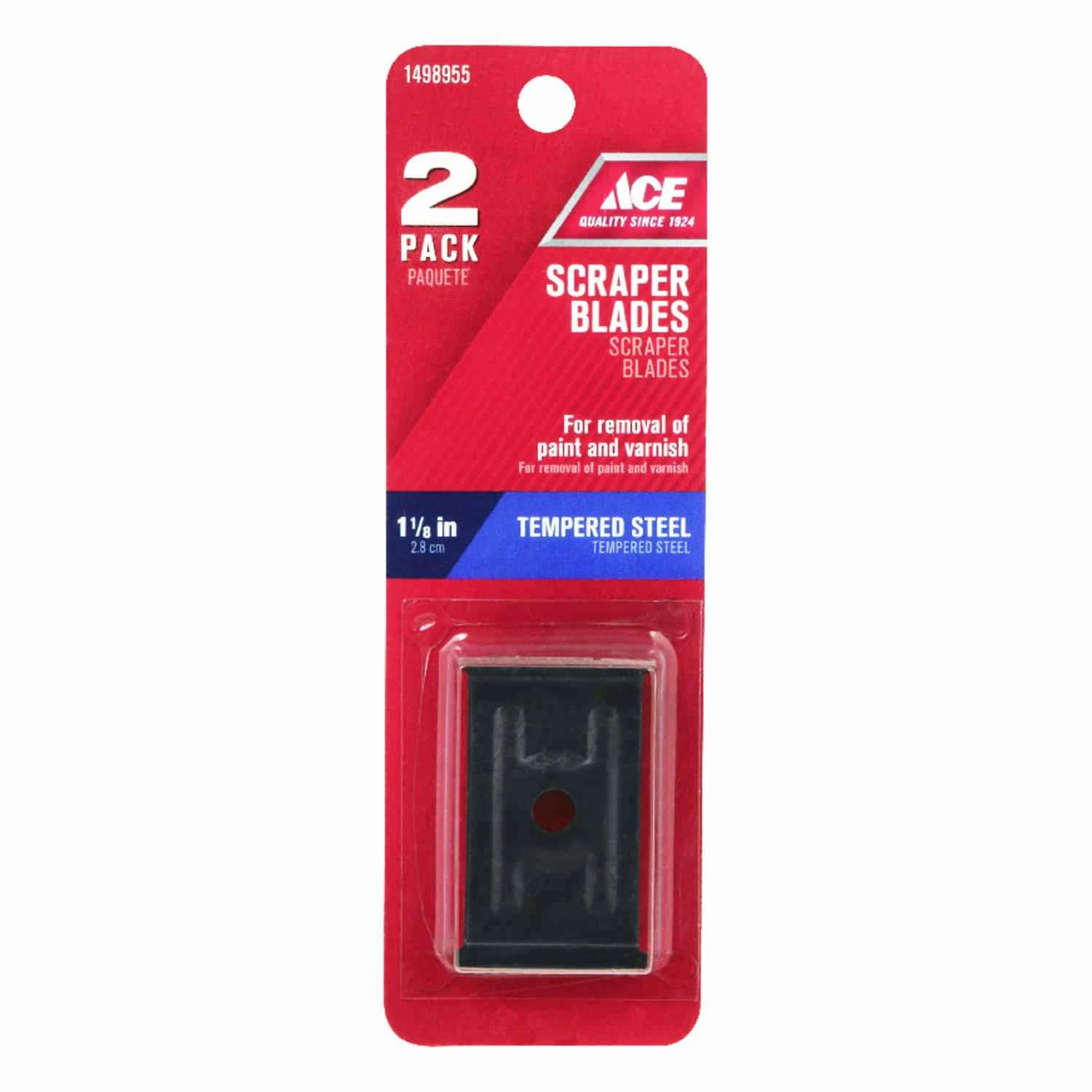 1-1/8 In. W Tempered Steel Double Edge Scraper Blade 2 Pk, Model 1b-a