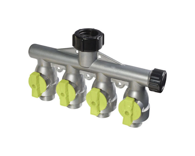 Metal Threaded Male Garden Hose Manifold 4-way Shut-off Valve 347a