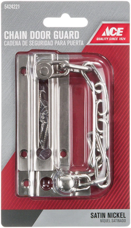 3.38 In. L Satin Nickel Steel Chain Door Guard For Enhanced Security
