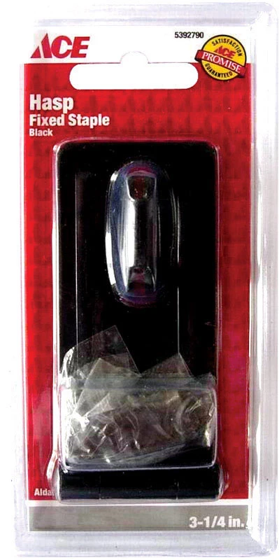 Black Steel 3-1/4 In. L Fixed Staple Safety Hasp For Secure Applications