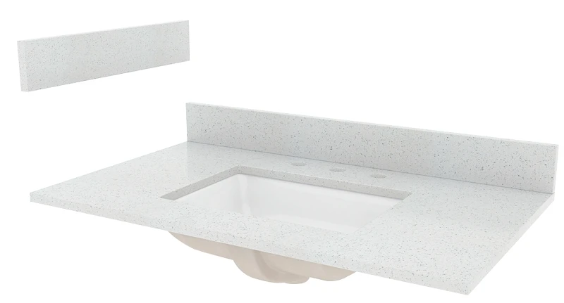Silver Crystal Engineered Stone Vanity Top 37x22 Inches With Bowl