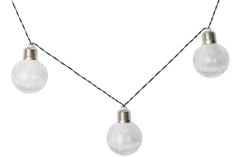 Solar Crackle Glass Ball String Lights - 10 Feet, 10 Lights, Model 27101