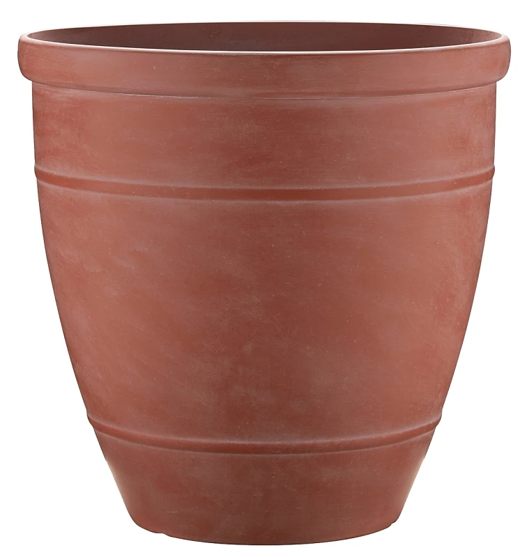 Wright Planter, 18 In H, Rubber, Terra Cotta Color