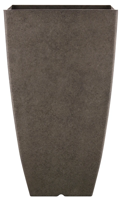 Newland Planter, 21 In H, Square, Plastic/resin, Gray Stone Aesthetic