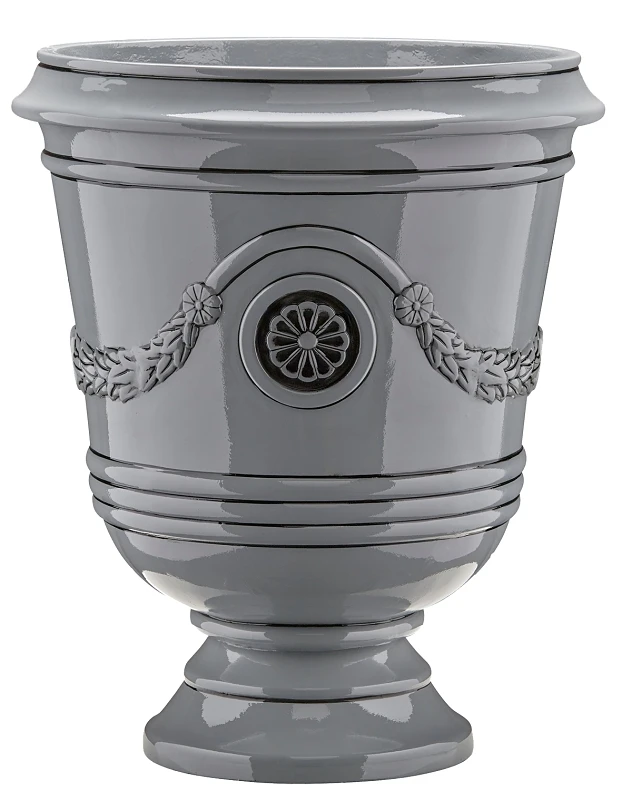 Cmx-091851 18 In H Ceramic Porter Planter In Neutral Gray Gloss Finish
