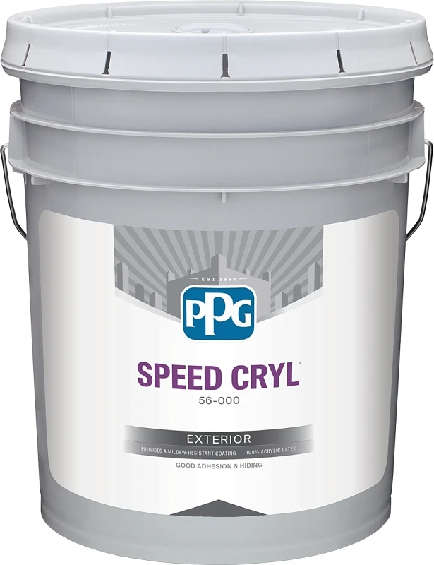 Speed Cryl Exterior Latex Paint, Flat White, 5 Gallon, Model 56-110xi/05