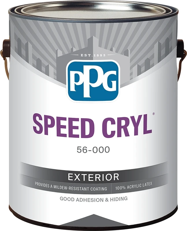 Speed Cryl Exterior Latex Paint, 100% Acrylic, Satin White Finish, Model 56-410xi/01