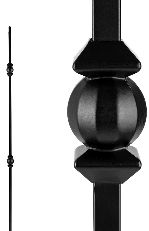 Double Sphere Black Interior Baluster - Model Sqi2bs