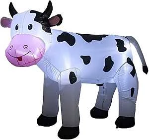 90812 5 Ft Inflatable Cow - Black/white Polyester Christmas Decoration
