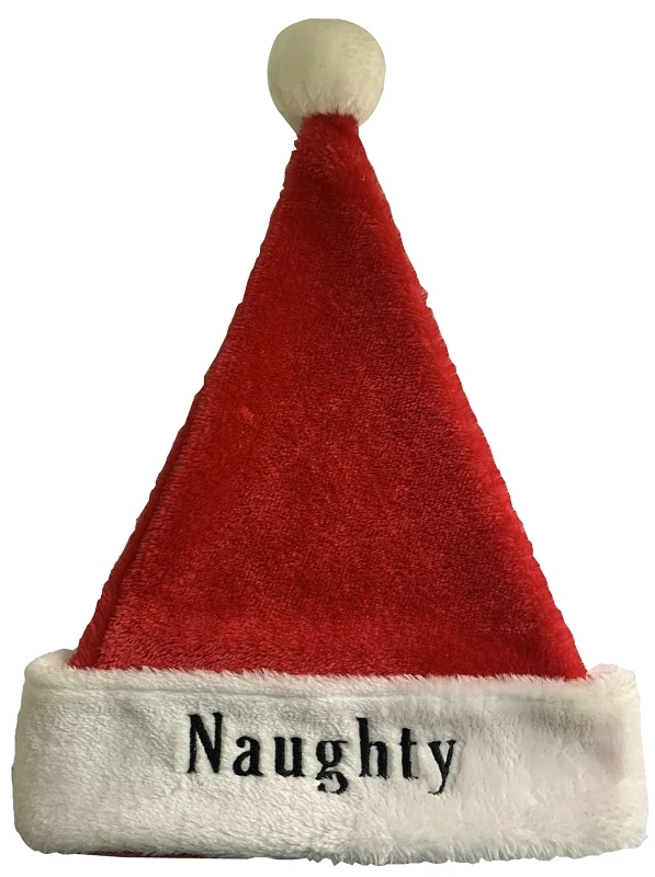 28703 Reversible Naughty/nice Santa Hat, Faux Fur, Red And White