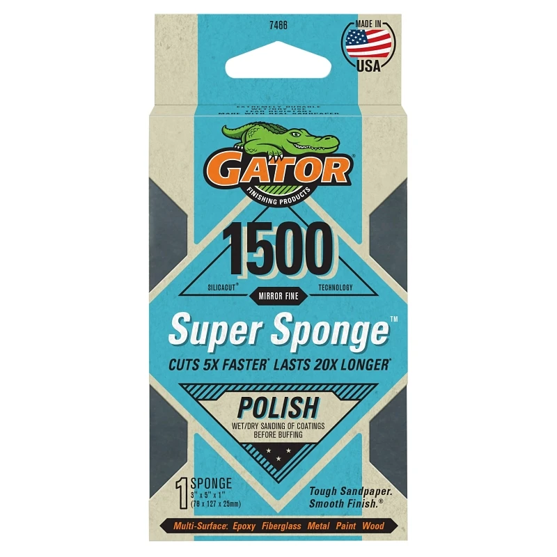 Sponge Sanding Wet 1500 Grit, 5x3x1 Inches, Latex Paper Backing