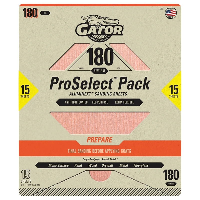 Premium Sandpaper Sheets 180 Grit 9 by 11 Inches 15 Pack