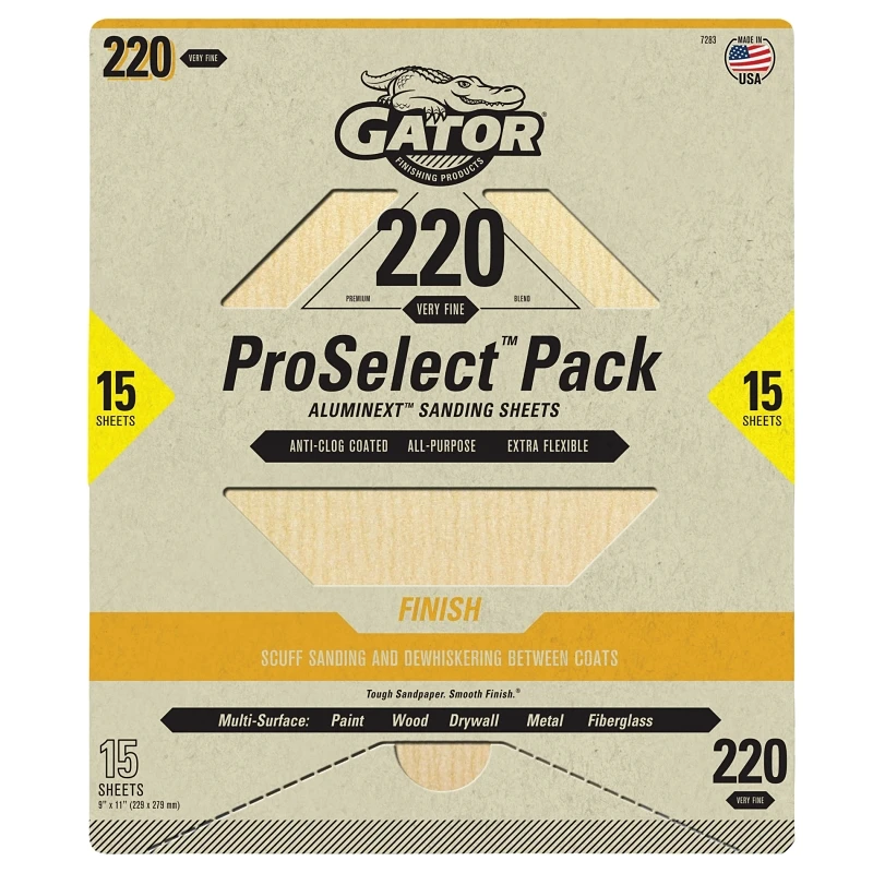 Paper Sanding Sheet 220 Grit 9 X 11 Inches Aluminum Oxide Abrasive