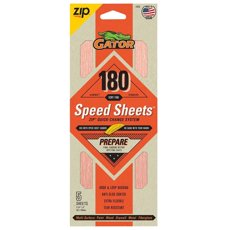 Zip Speed Sandpaper Sheets 120 Grit Medium Abrasive 5 Pack 9 Inch by 11 Inch