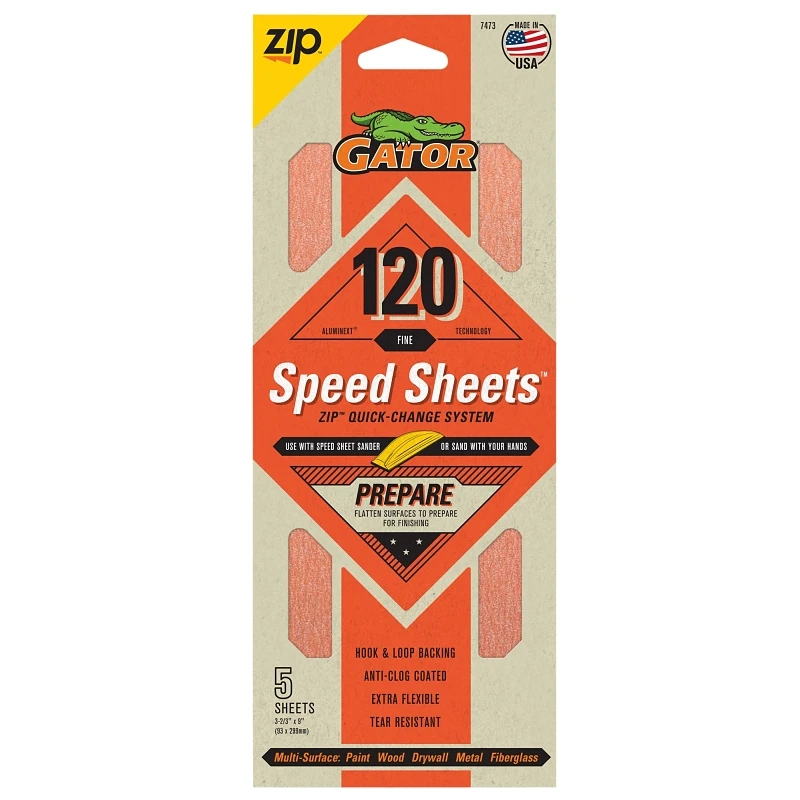 Zip Speed Sandpaper Sheets 180 Grit 5 Pack