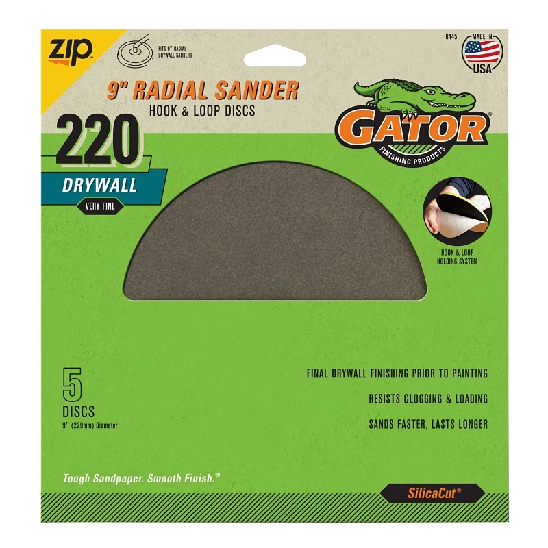 9 Inch Radial Sander Drywall Sanding Discs with Hook and Loop Backing, 220 Grit, 5 Pack