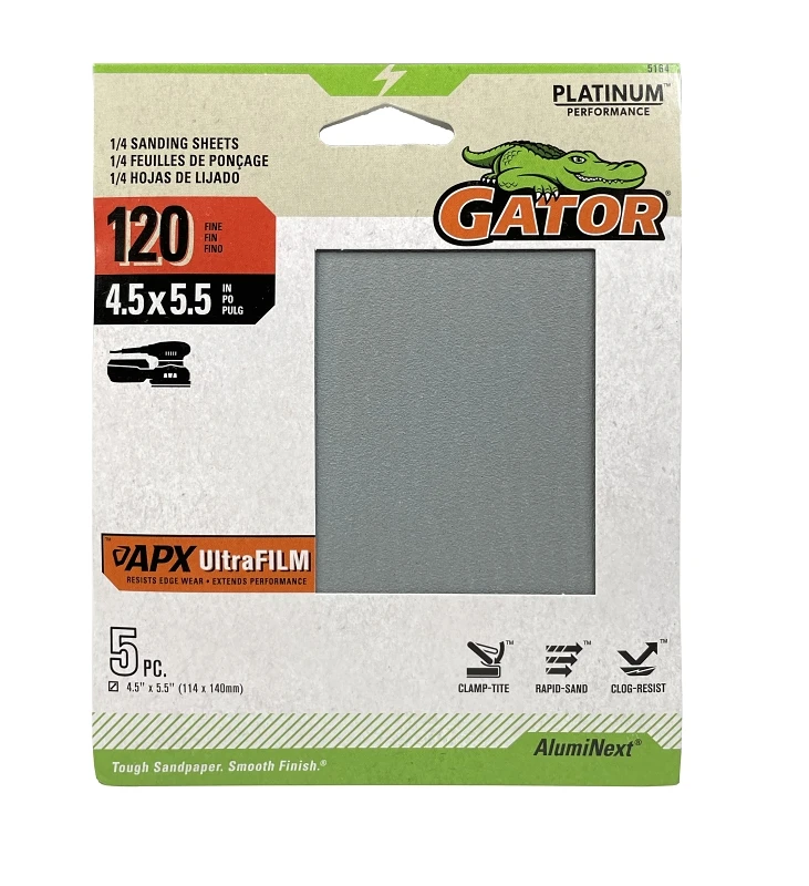 Paper Sanding Sheets 1/4 Inch 120 Grit 4.5 X 5.5 Inches