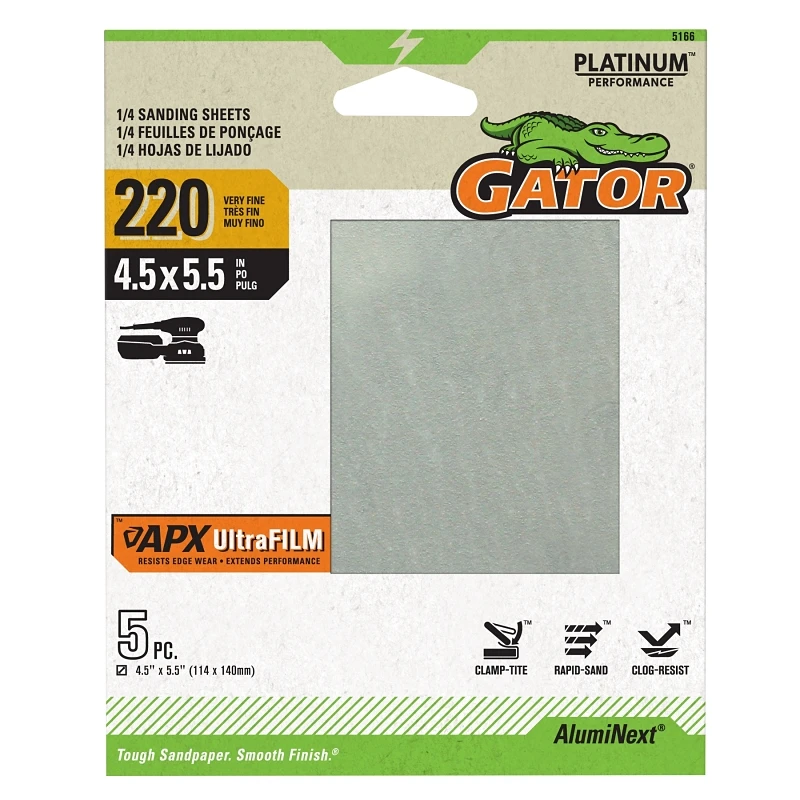 APX Ultrafilm Palm Sander with 1/4 Sheet Size, 220 Grit Sanding Sheets, 3 Pack