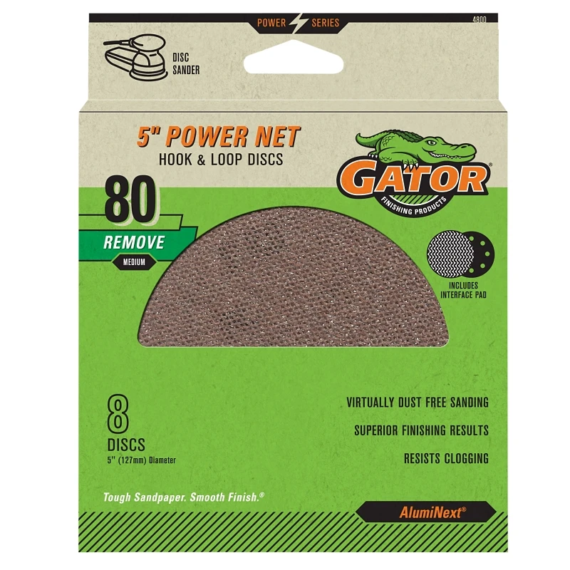 5 Inch Disc Sanding Net, 80 Grit, Hook And Loop Attachment