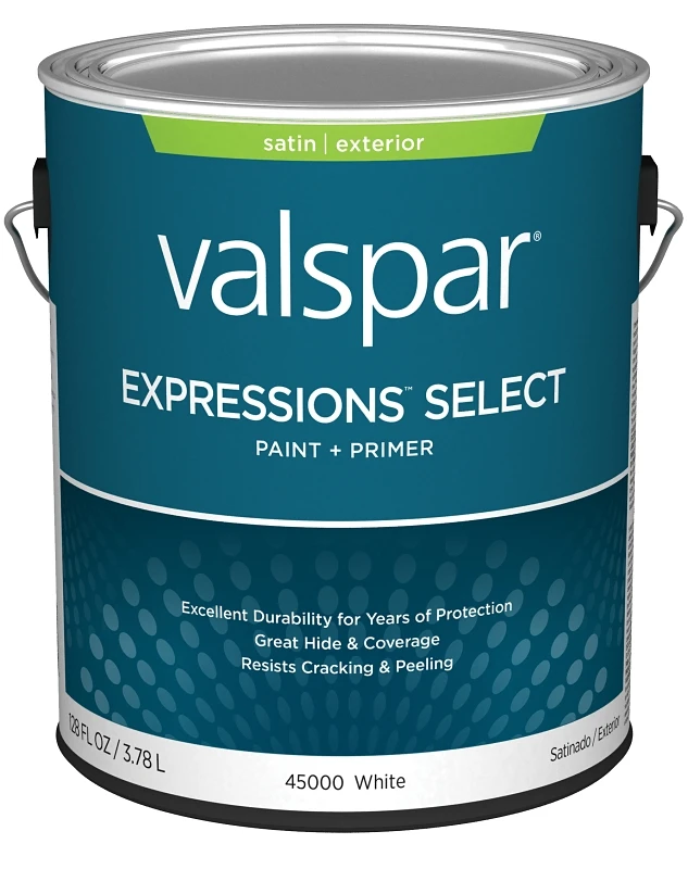 Paint And Primer Exterior Satin White Gallon 100% Acrylic Formula
