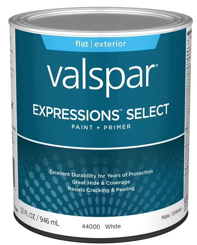 Paint And Primer Exterior Flat White Quart 100% Acrylic Formula