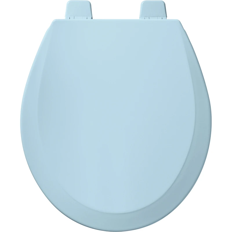 Round Light Blue Wood Toilet Seat 16.8 In L X 14-3/8 In W X 1-7/8 In H