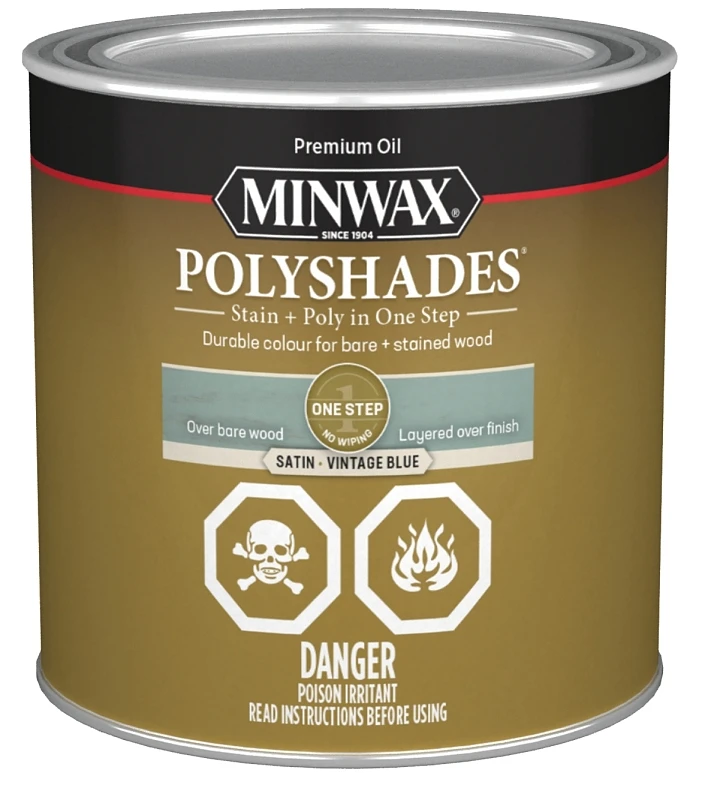 Polyshades Vintage Blue Oil-based Wood Stain And Polyurethane 1 Quart
