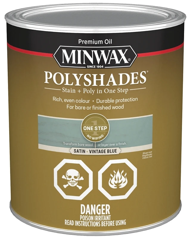 Polyshades Vintage Blue Quart - Oil Based Wood Stain And Polyurethane
