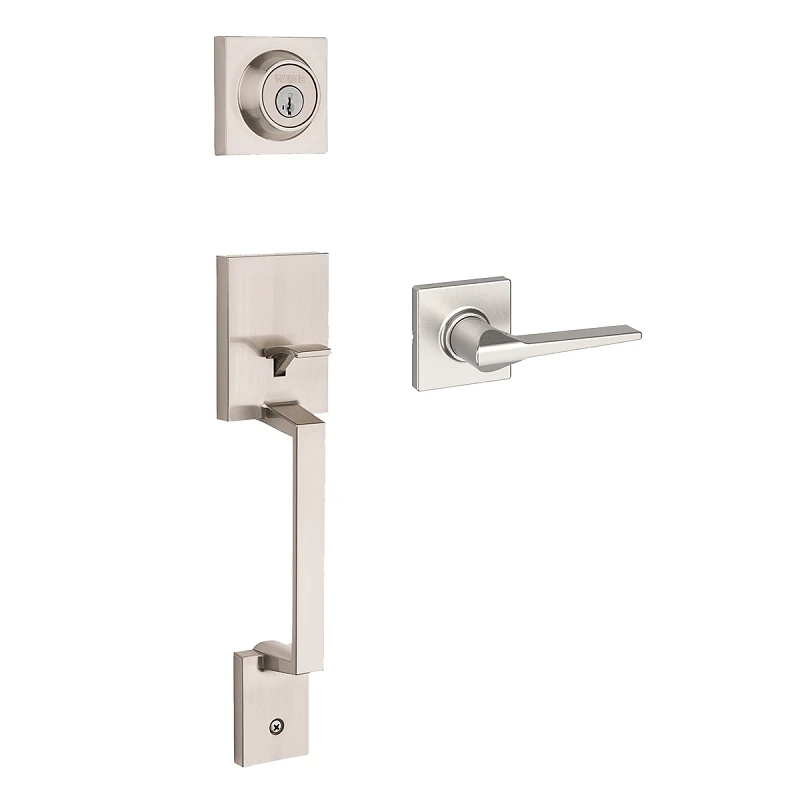 Amador Satin Nickel Handleset By Weiser - Modern Design With Keyed Security